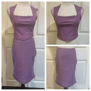 Lavender Faux Leather Midi Skirt - Women's Purple Pencil Skirt